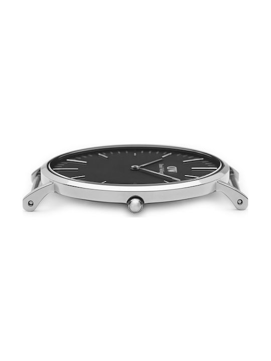 Daniel Wellington Classic Cornwall Ανδρικό Ρολόι 40mm Μπαταρίας με Μαύρο Υφασμάτινο Λουράκι