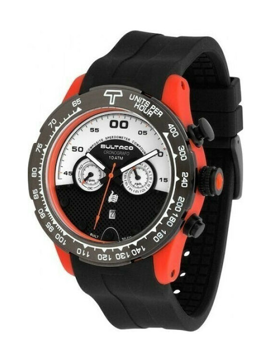 Bultaco Uhr Batterie mit Schwarz Kautschukarmband H1PO48C-SW1