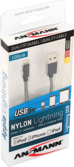 Ansmann Geflochten USB-A zu Lightning Kabel Gray 1m (1700-0045)