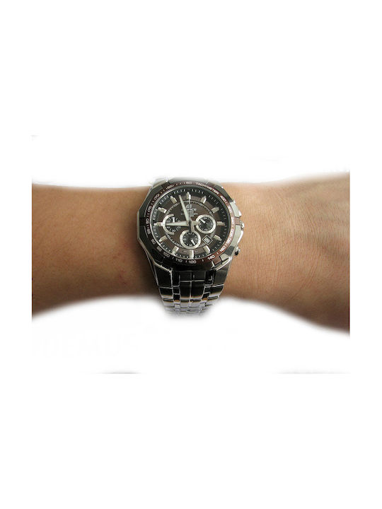 Casio Edifice Ανδρικό Ρολόι 45.2mm Χρονογράφος Μπαταρίας με Ασημί Μεταλλικό Μπρασελέ