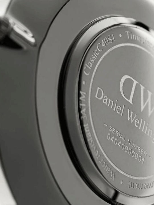 Daniel Wellington Sheffield Ανδρικό Ρολόι 40mm Μπαταρίας με Μαύρο Δερμάτινο Λουράκι