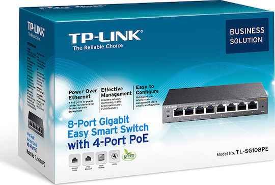 TP-LINK TL-SG108PE Unmanaged L2 PoE Switch with 8 Ethernet Ports