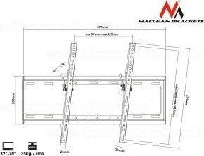 Maclean Energy MC-605 MC-605 Wall TV Mount up to 70" and 35kg