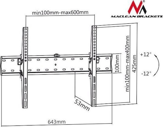 Maclean Energy MC-668 MC-668 Wall TV Mount up to 70" and 40kg