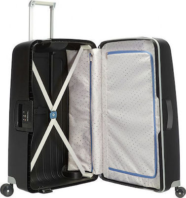 Samsonite S'Cure Spinner 69cm Black Valiză de Călătorie Medie Dură Neagră cu 4 roți Înălțime 69cm