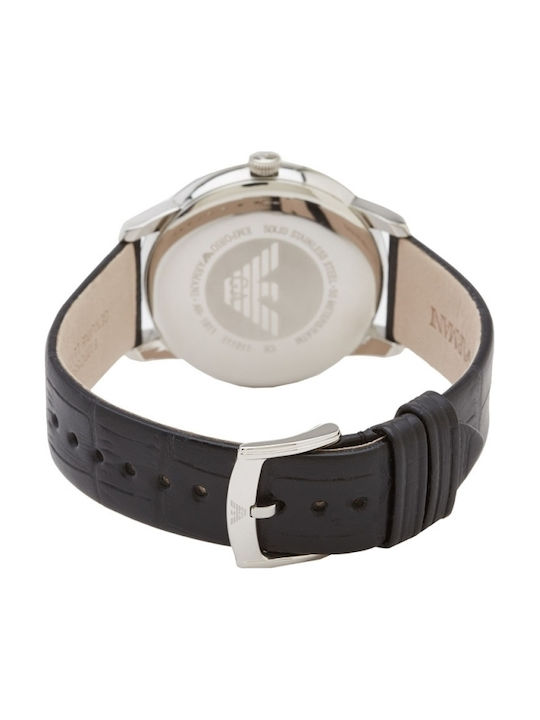 Emporio Armani Watch Battery with Black Leather Strap