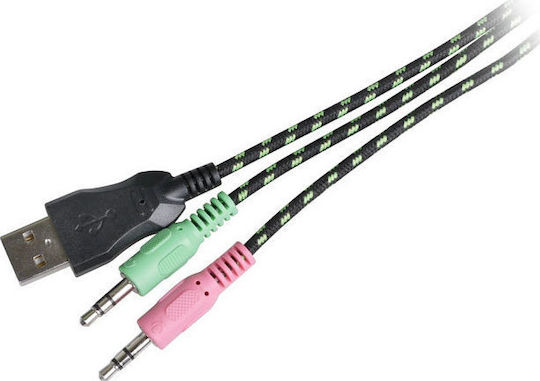 NOD 141-0057 Over Ear Gaming Headset με σύνδεση USB / 3.5mm Πράσινο