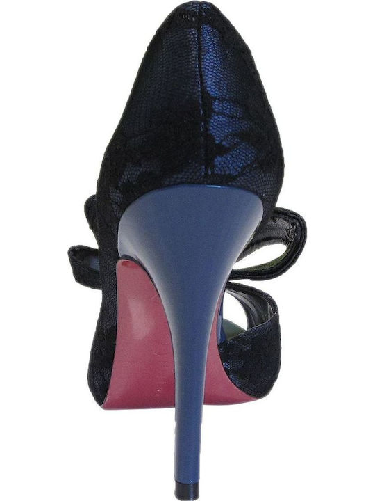 Senorita Navy Peep Toe Γόβες με Τακούνι Στιλέτο Navy Μπλε