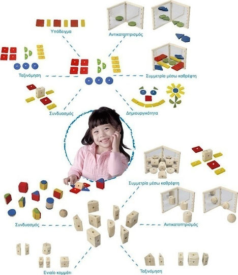 Plan Toys Σετ Στερεών Σχημάτων Εκπαιδευτικό Παιχνίδι Γνώσεων από Ξύλο για 3+ Ετών