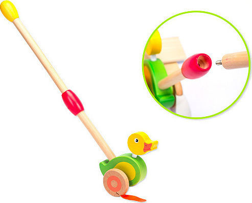 Joueco Ziehspielzeug Spiel mit Rädern Ente aus Holz für 12++ Monate