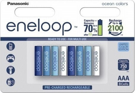 Panasonic Eneloop Rechargeable Battery AAA Ni-MH 750mAh 1.2V 8pcs