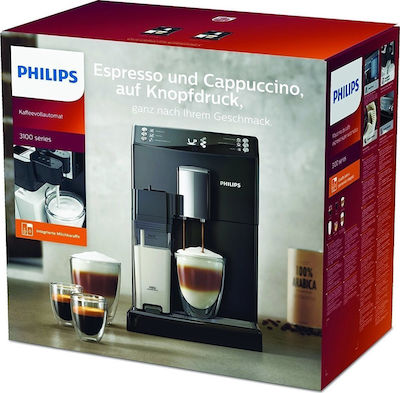 Philips 3100 EP3550/00 EP3550/00 Automatische Espressomaschine 1850W Druck 15bar für Cappuccino mit Mahlwerk Schwarz