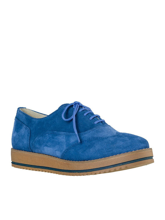 Envie Shoes Blue Oxfords Flatform pentru femei în Albastru Culore