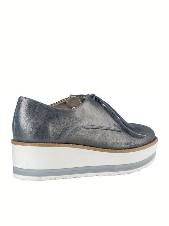 Γυναικεία Flatform Oxfords σε Γκρι Χρώμα