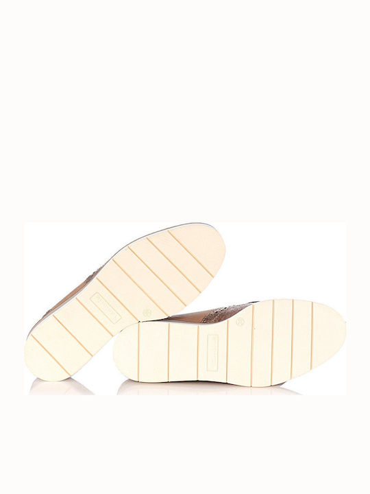Women's Leather Oxford Shoes Beige