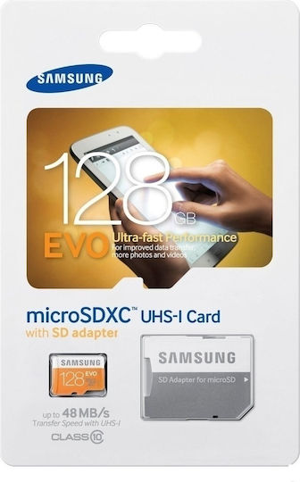 Samsung EVO microSDXC 128GB U1 UHS-I 48MB/s с адаптер