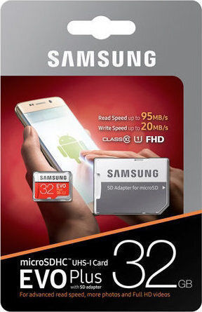 Samsung Evo Plus microSDHC 32GB Klasse 10 U1 UHS-I mit Adapter