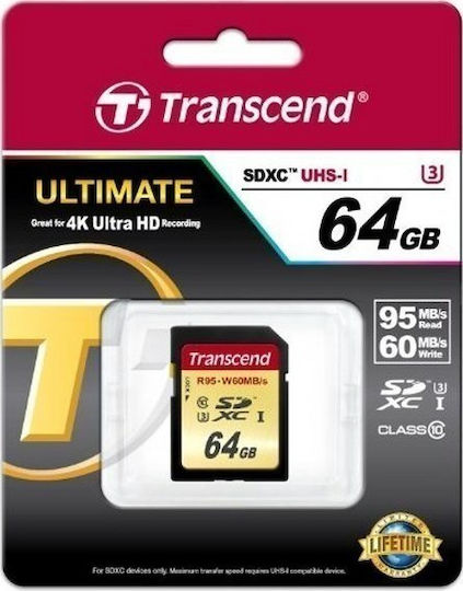 Transcend Ultimate SDXC 64GB Class 10 U3 UHS-I