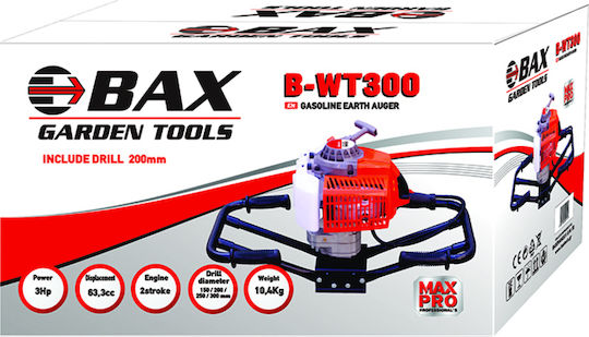 Bax B-WT300 Gasoline Earth Auger Dual Handling with Spike 63cc 3hp B-WT300