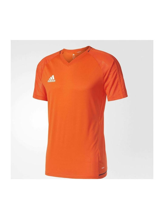 Adidas Tiro 17 \ Soccer Jersey Men's Athletic T-shirt Short Sleeve with V-Neck Orange