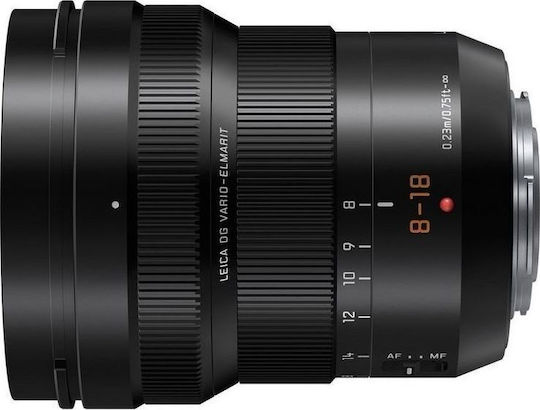 Panasonic Crop Camera Lens Lumix G Leica DG 8-18mm, f/2.8-4.0 Asph. Standard Zoom for Micro Four Thirds (MFT) Mount Black