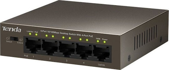 Tenda TEF1105PTEF1105P-4-38W Unmanaged L2 PoE+ Switch με 5 Θύρες Ethernet