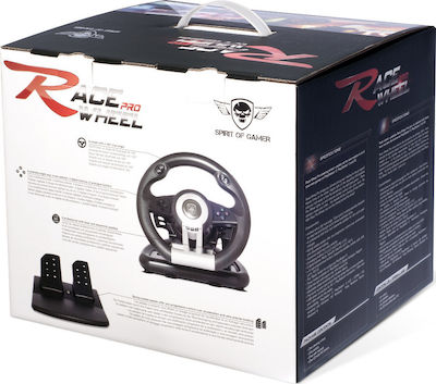Spirit of Gamer R-Ace Wheel Pro Τιμονιέρα με Μοχλό Ταχυτήτων και Πετάλια για PC / PS3 με 180° Περιστροφής