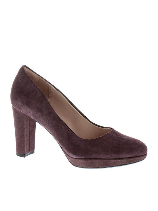 Clarks Kendra Sienna Suede Pantofi cu toc Burgundy