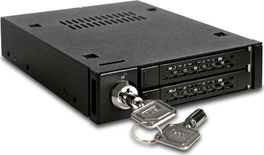 Icy Dock MB992SK-B MB992SK-B ToughArmor Full Metal 2x 2.5Inch Hot-Swap SATA/SAS HDD/SSD Mobile Rack Backplane Cage for External 3.5Inch Drive Bay Μαύρο