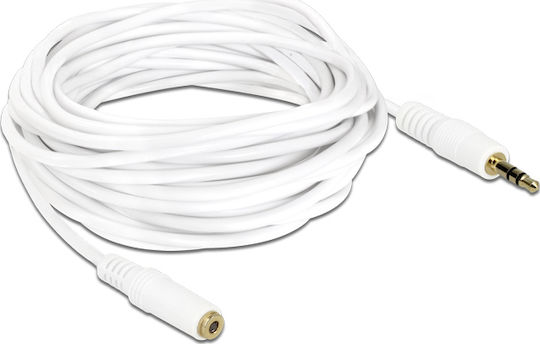 DeLock Καλώδιο Ήχου 3.5mm male - 3.5mm female Λευκό 5m με Επίχρυσους Ακροδέκτες 83771