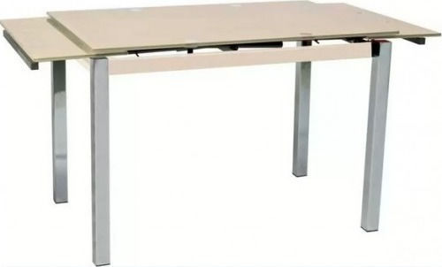 Glamour Table Kitchen Extendable with Glass Surface Sandblasting 100(+50)x65x75cm