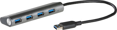 i-tec USB 3.0 4 Port Hub with USB-A Connection & Charging Port and External Power Supply Silver