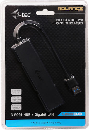 i-tec USB-Hub 3 Anschlüsse USB 3.0 mit Anschluss an einen Computer USB-A Ethernet