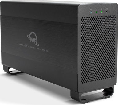 OWC Mercury Elite Pro Dual Hard Drive Case for 2 Hard Drives 2.5" / 3.5" SATA III with connection Thunderbolt / USB 3.1 in Schwarz color