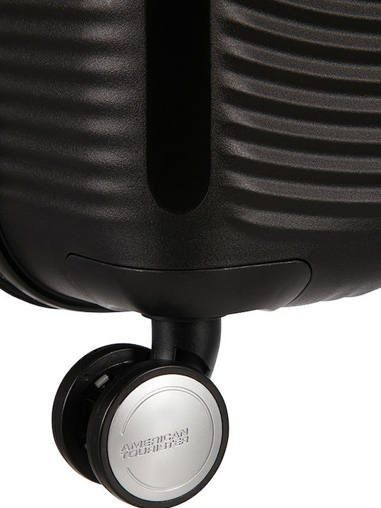 American Tourister Soundbox Spinner Expandable Cabin Hard Suitcase Bass Black with 4 Wheels Height 55cm