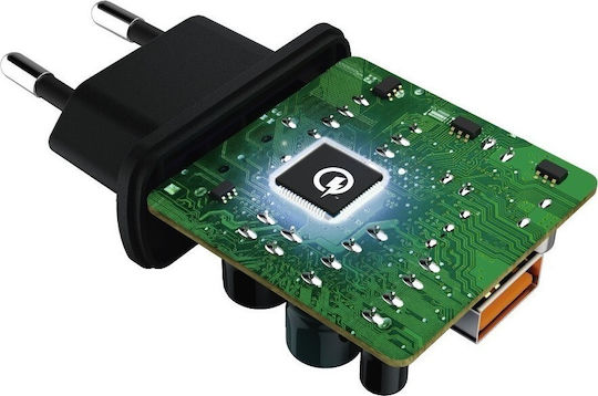 HAMA Kabeloser Handyladegerät mit USB-A Ausgangsanschluss 19,5W Schnellladetechnologie Schnellaufladung 3.0 Schwarz (178238)