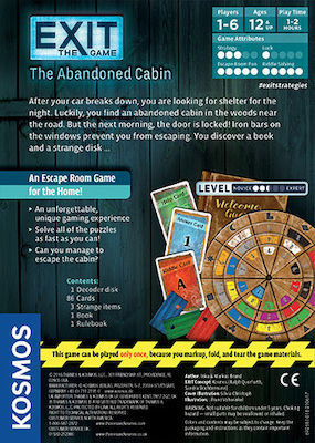 Kosmos Board Game Exit: The Abandoned Cabin for 1-6 Players 10+ Years (EN)