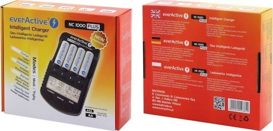 everActive NC-1000 Plus Зарядно 4 за батерии Ni-Cd/Ni-MH Размер AA/AAA в Черен цвят