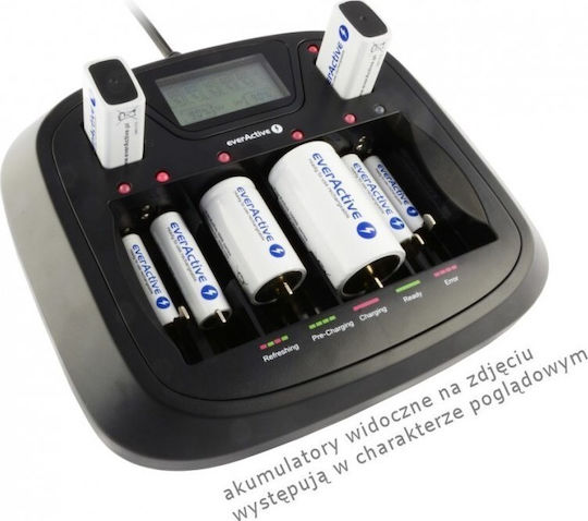 everActive NC-900U Ladegerät 8 Batterien Ni-Cd/Ni-MH Größe AA/AAA/9V/D