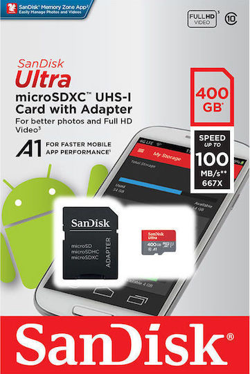 Sandisk Ultra microSDXC 400GB U1 A1 UHS-I 100MB/s With Adapter