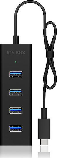 Icy Box USB-Hub 4 Anschlüsse USB 3.0 mit USB-C Anschluss