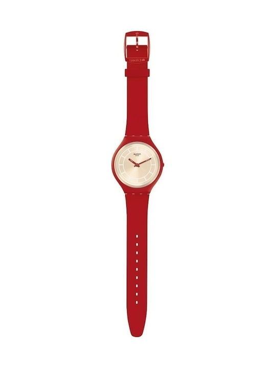 Swatch Skinhot Watch with Red Rubber Strap