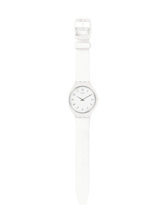 Swatch Skinsnow Watch with White Rubber Strap