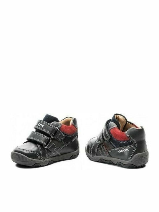 Geox Kids Leather Anatomic Boots with Hoop & Loop Closure Gray