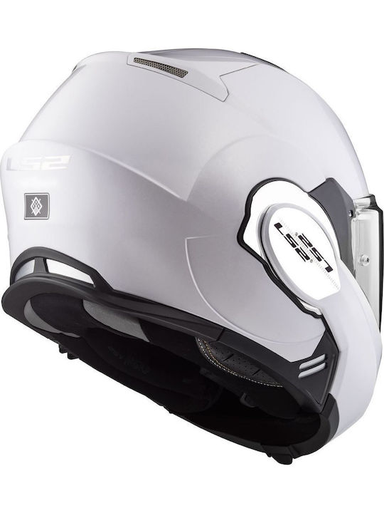 LS2 FF399 Valiant Solid White Motorradhelm Modular 1700gr 50399 10 02