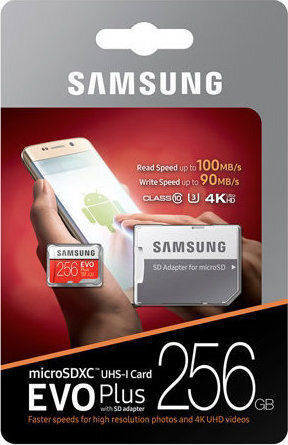 Samsung Evo Plus microSDXC 256GB U3 UHS-I 100MB/s με αντάπτορα