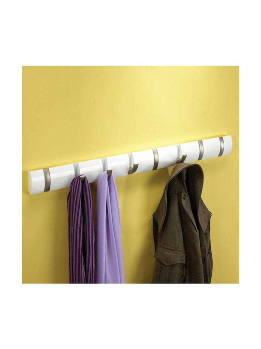 Umbra Wall Hanger Flip 8 Hook White Wooden 8 Hooks White 81.3x3.2x7.6cm