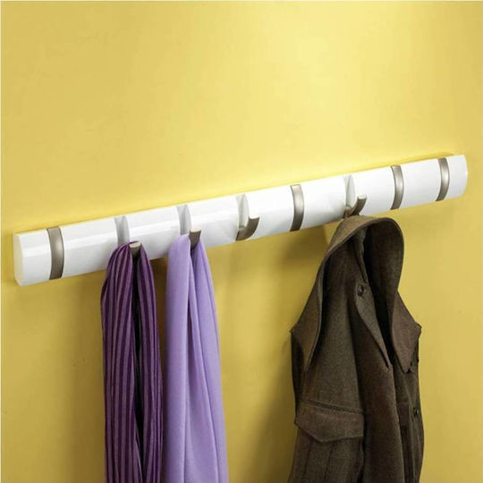 Umbra Wall Hanger Flip 8 Hook White Wooden 8 Hooks White 81.3x3.2x7.6cm