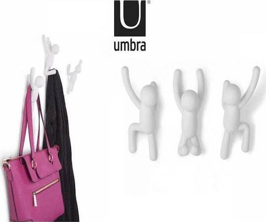 Umbra Agățătoare De Perete Din Plastic Albă 7.6x7.6x16.5cm 3 Bucăți