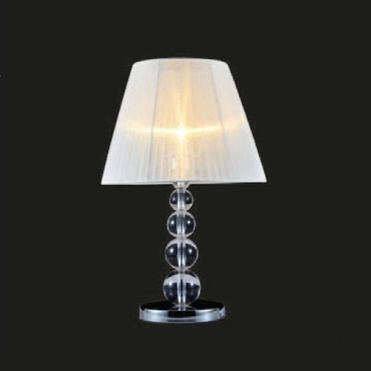 Aca Olivia Glas Tischlampe für Fassung E27 mit Silber Schirm und Basis
